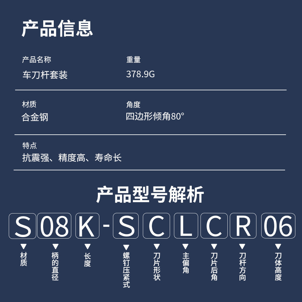 4Pieces S07K/S08K/S10K/S12M-SCLCR06Turning Tool Holder10Pieces CCMT06020 Blade
