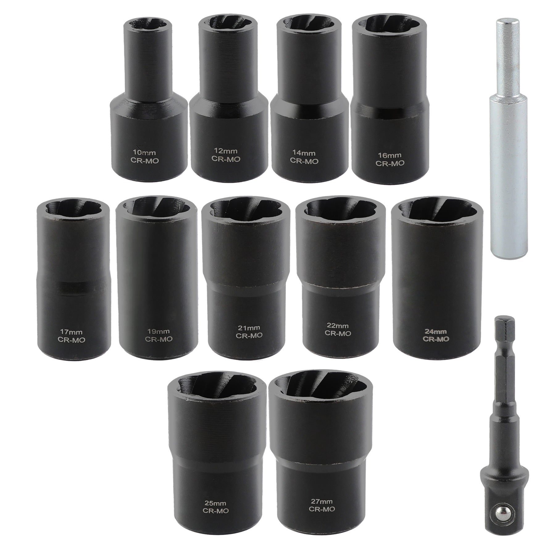 13Damaged Rusty Nut Tire Screw Extractor Removal Tool Large Extended Socket Set Anti-Thread