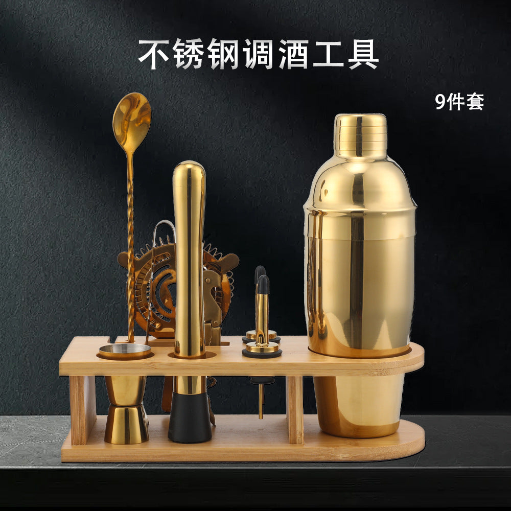 Bar Shaker Cocktail Tool Stainless Steel Japanese Style Shaker Half Round Cocktail Shaker 10-Piece Set