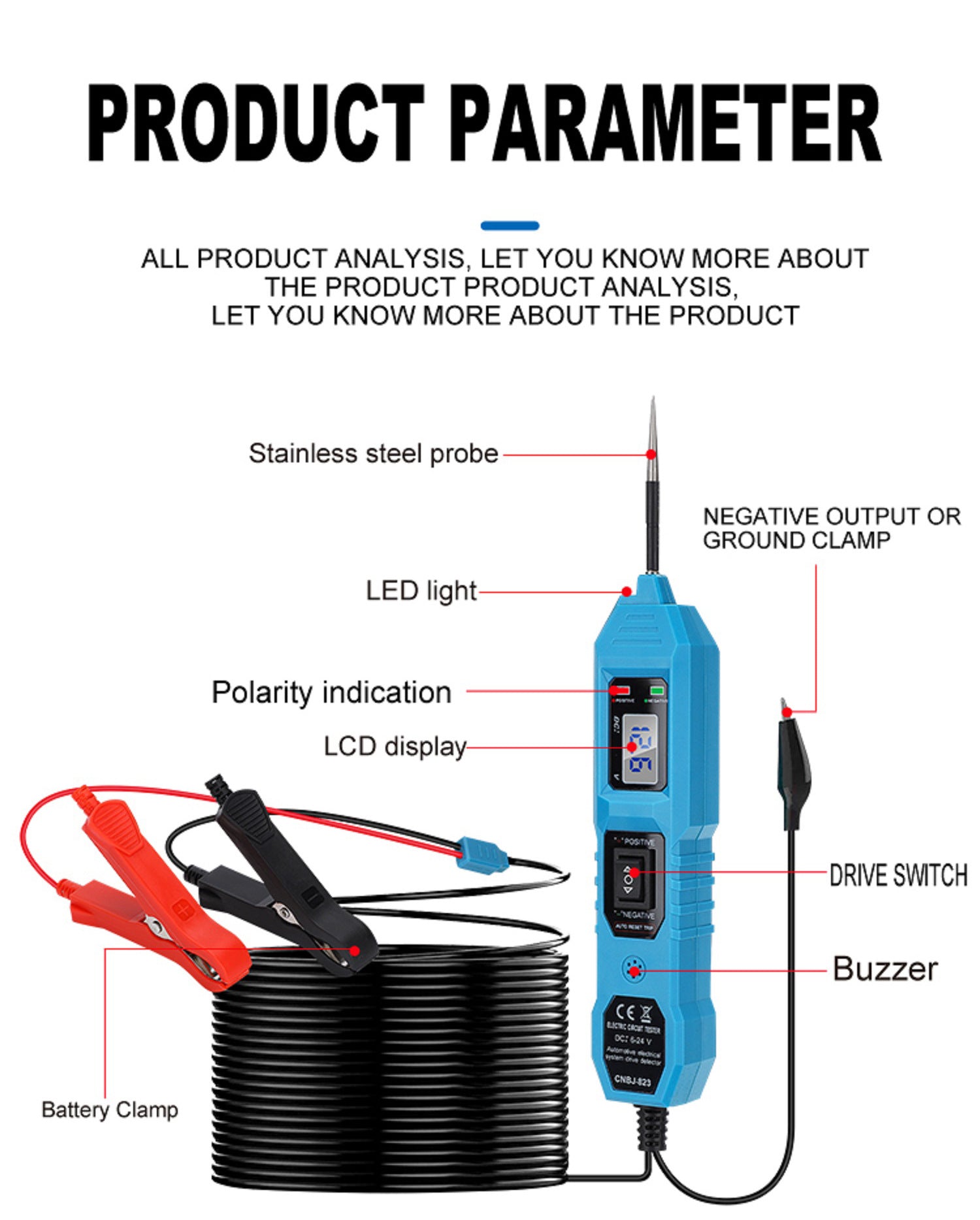 Automotive Electrical Circuit Tester Multi-Function Drive Detector Line Continuity Electrical System Diagnosis
