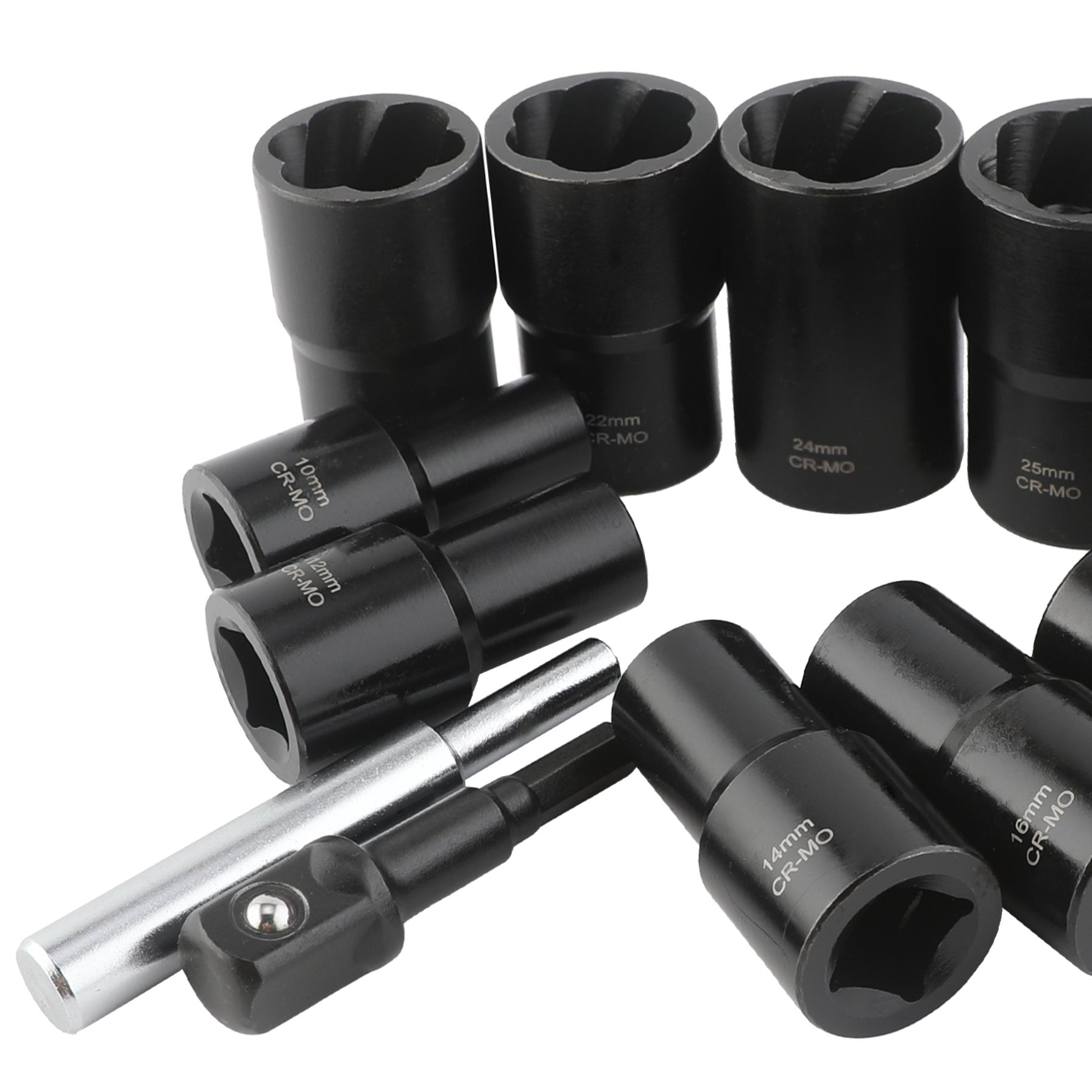 13Damaged Rusty Nut Tire Screw Extractor Removal Tool Large Extended Socket Set Anti-Thread