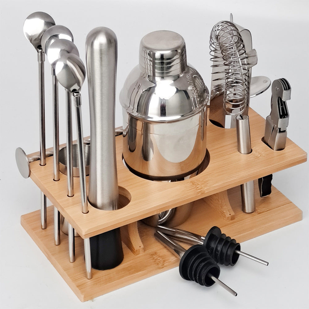 16 Piece Cocktail Shaker Set with Storage Rack Bar Tools Japanese Style