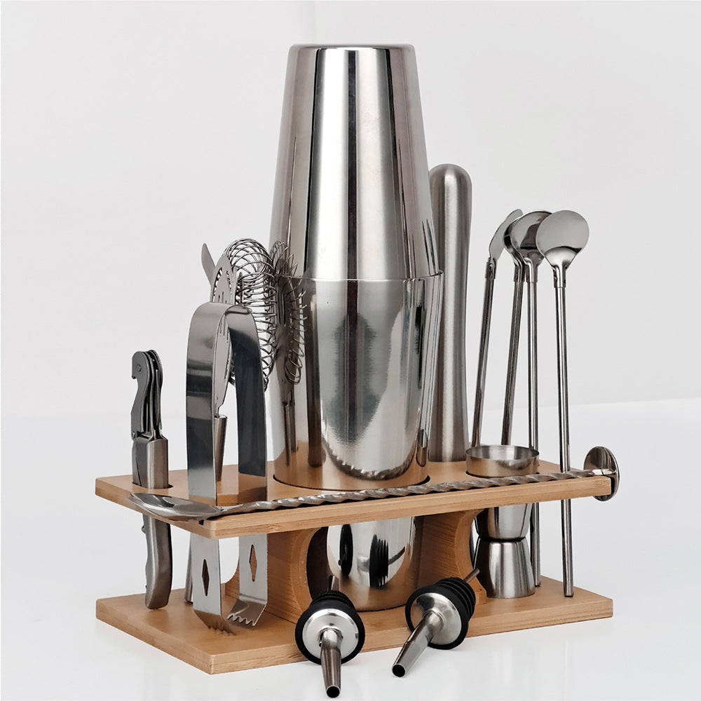 16 Piece Cocktail Shaker Set with Storage Rack Bar Tools Japanese Style