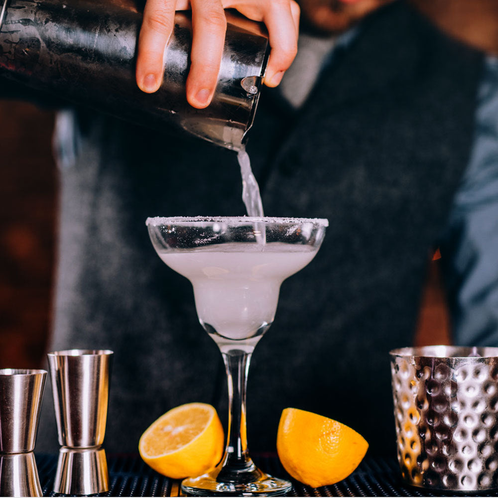 Cocktail shaker set of 12PCs stainless steel elliptical bamboo rack