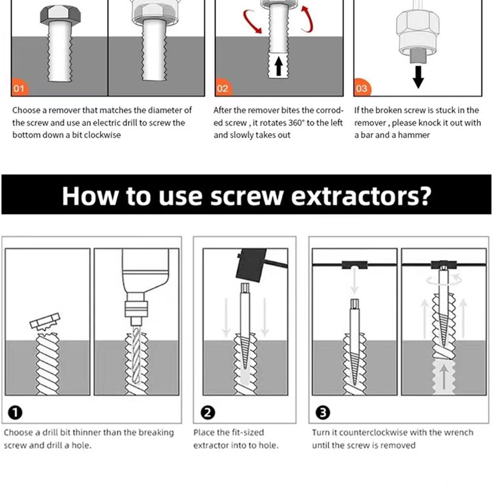 48pc Nut Extractor Screw Extractor Left-Handed Twist Drill Disassembly Tool Sliding Nut Remover Set