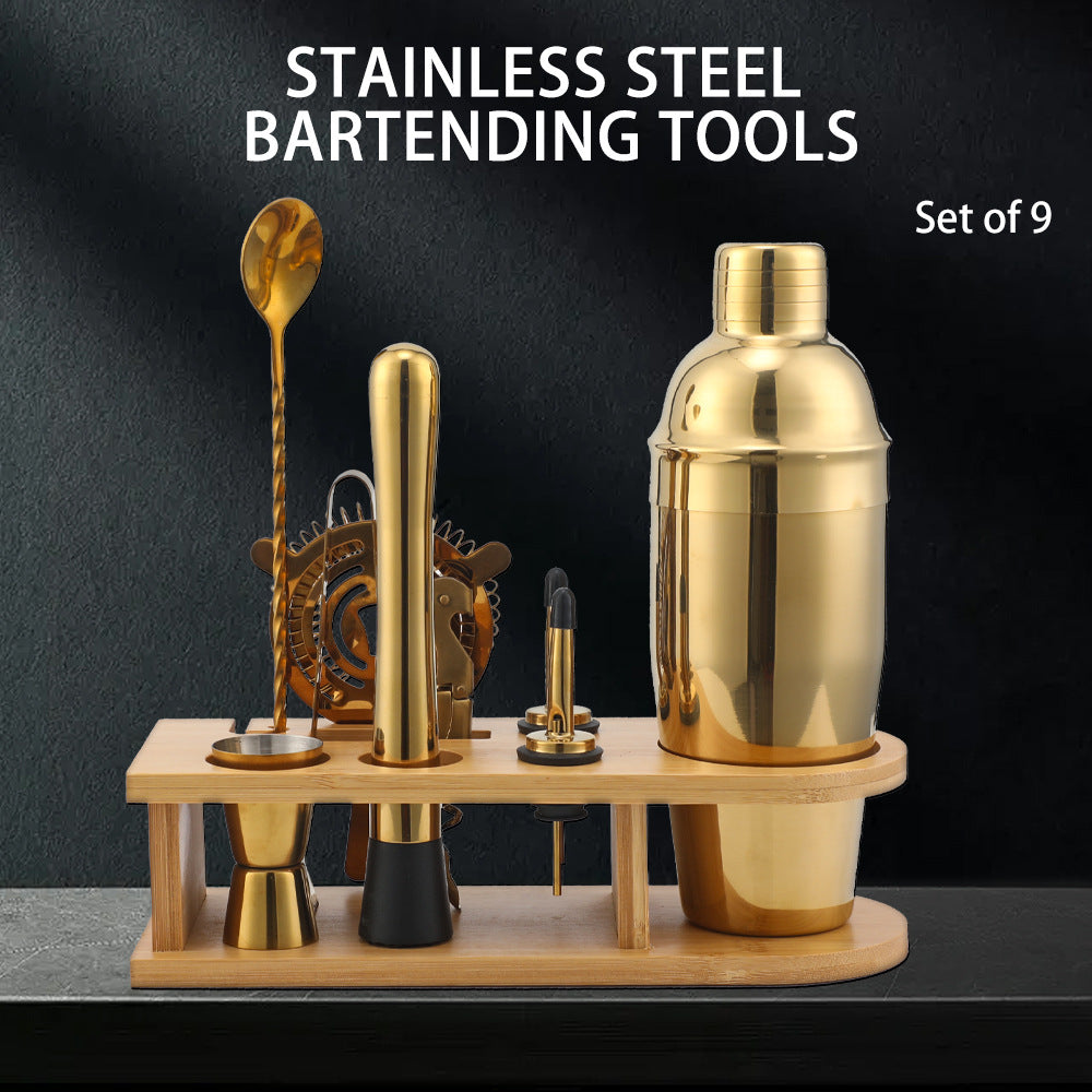 Bar Shaker Cocktail Tool Stainless Steel Japanese Style Shaker Half Round Cocktail Shaker 10-Piece Set