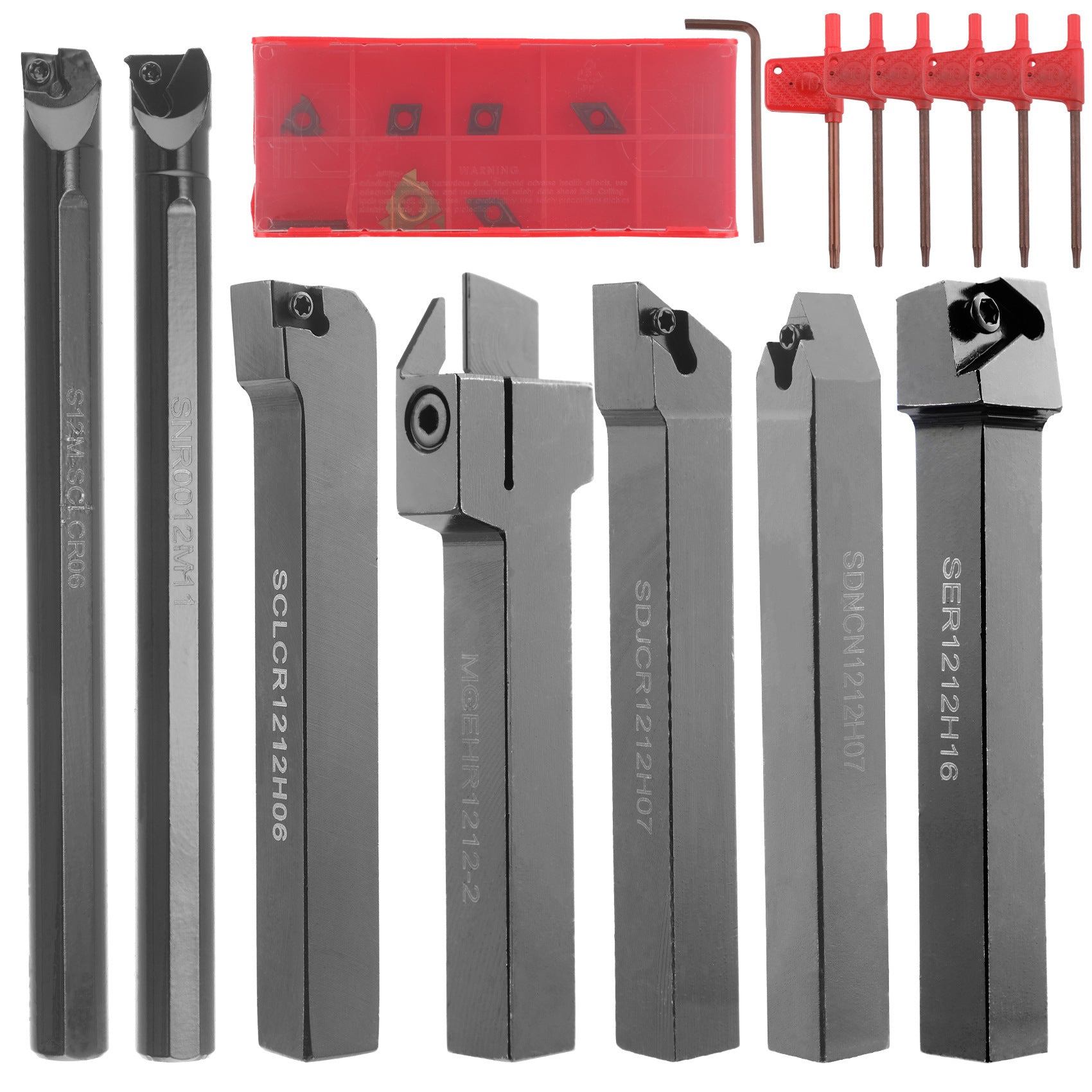 7Pieces12MM Tool Holder Diameter Lathe Turning Tool Hardness Metal Milling Cutter Blade Lathe CNC Processed Steel Parts Set