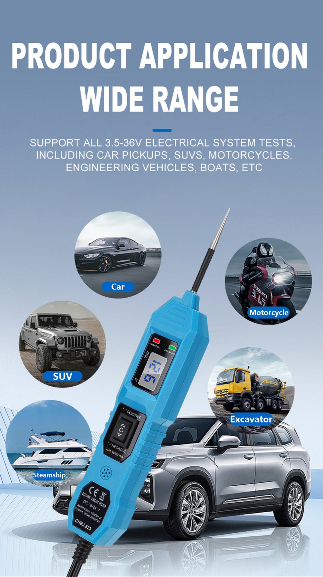 Automotive Electrical Circuit Tester Multi-Function Drive Detector Line Continuity Electrical System Diagnosis