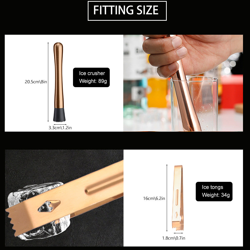 Bar Shaker Cocktail Tool Stainless Steel Japanese Style Shaker Half Round Cocktail Shaker 10-Piece Set