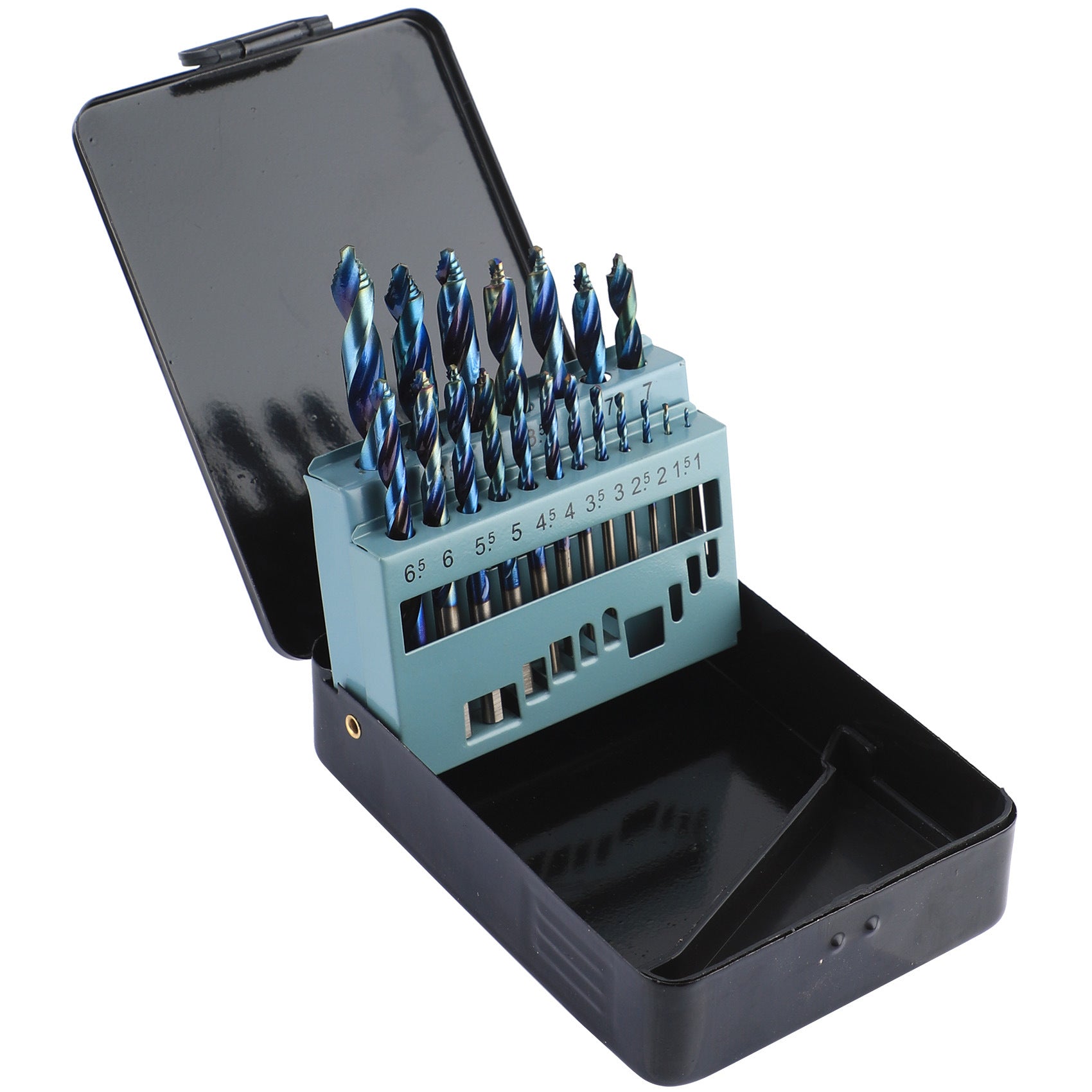 Blue Plated Step Diamond19Set of Ultra-Hard Straight Shank Step Drills for Aluminum Alloy Doors, Windows, Curtains, and Sliding Doors, Secondary and Primary Drills