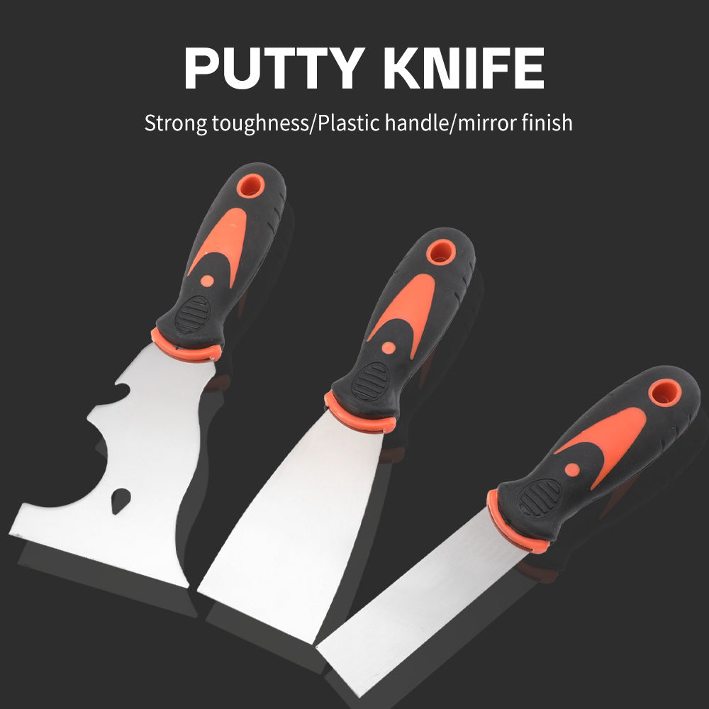 Stainless Steel Putty Knife Two-Tone Handle Spatula Wood Handle Putty Knife Mirror Spatula Plastic Handle Putty Knife Sand Table Set