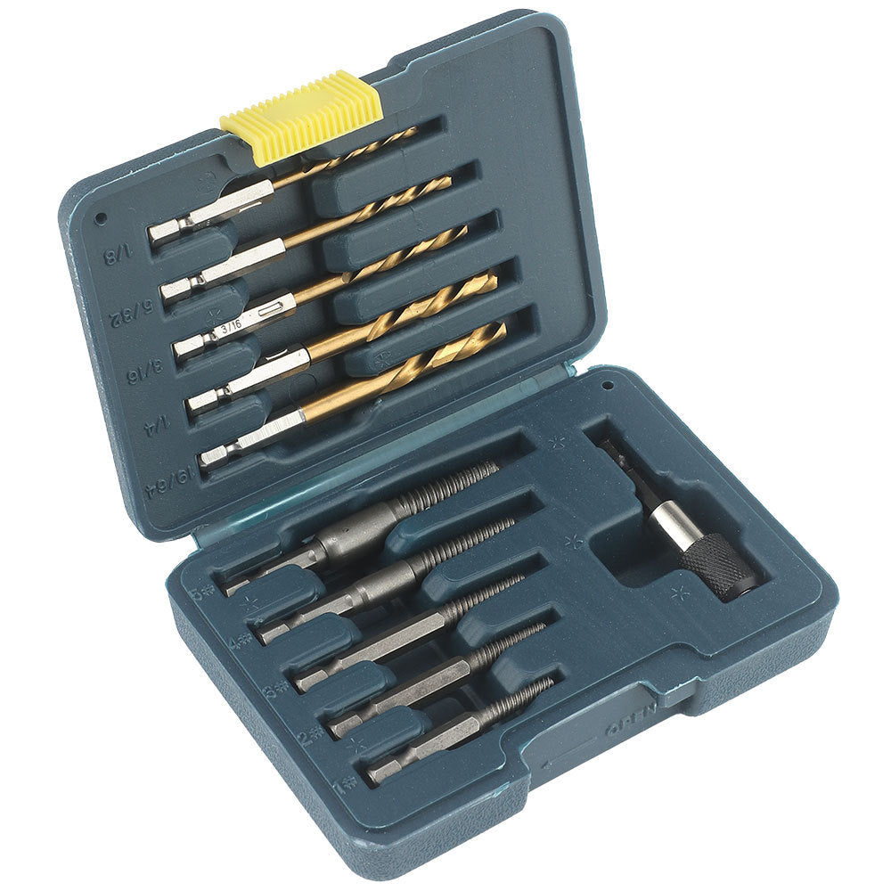 Hex Shank Screw Extractor Set, Inch Hex Shank Titanium Coated Twist Drill Bit Set, Reverse Thread Extractor Set