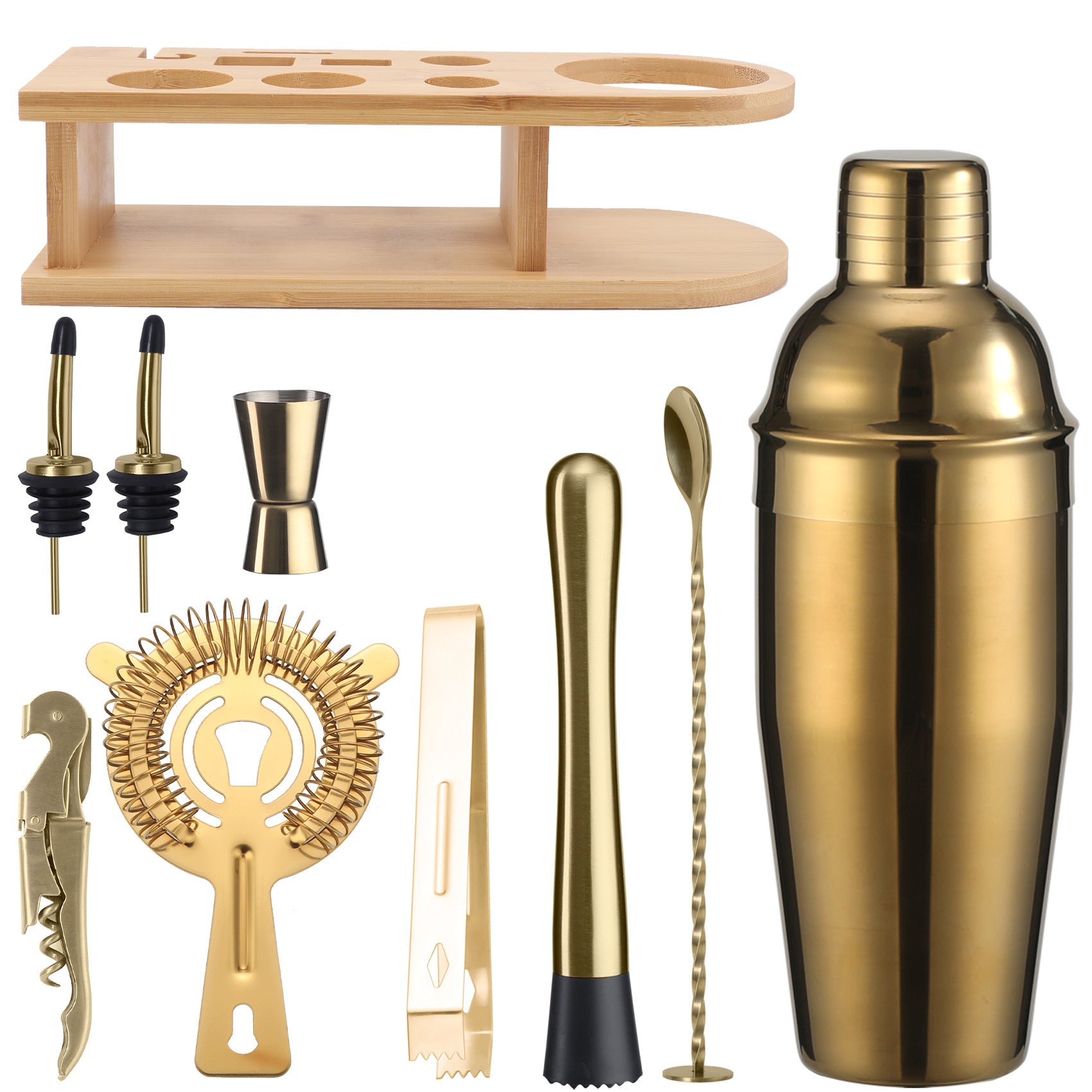 Bar Shaker Cocktail Tool Stainless Steel Japanese Style Shaker Half Round Cocktail Shaker 10-Piece Set