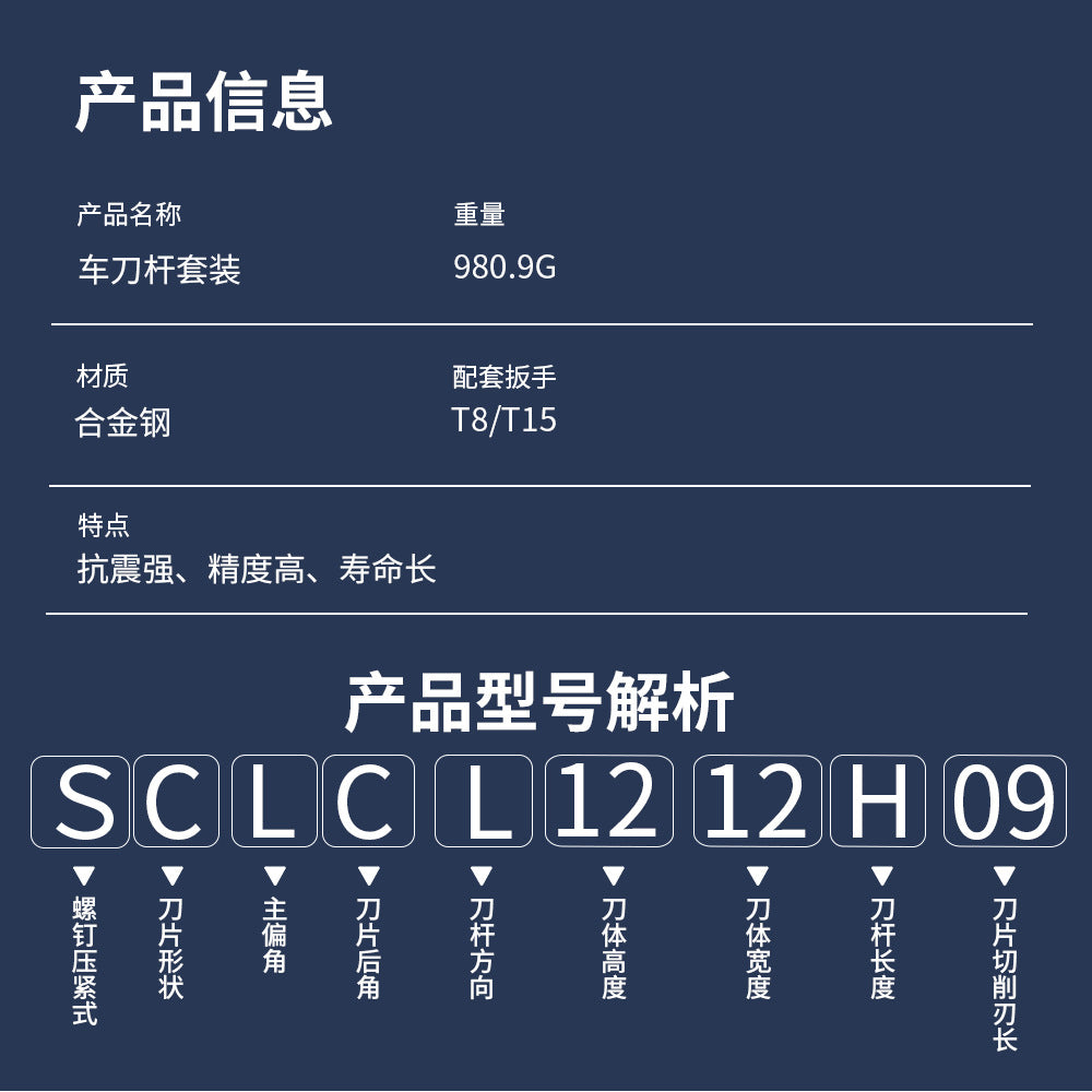 Popular7Set12mm Turning Tool Set Multifunctional Carbide Insert Shank Boring Tool Rod with Wrench