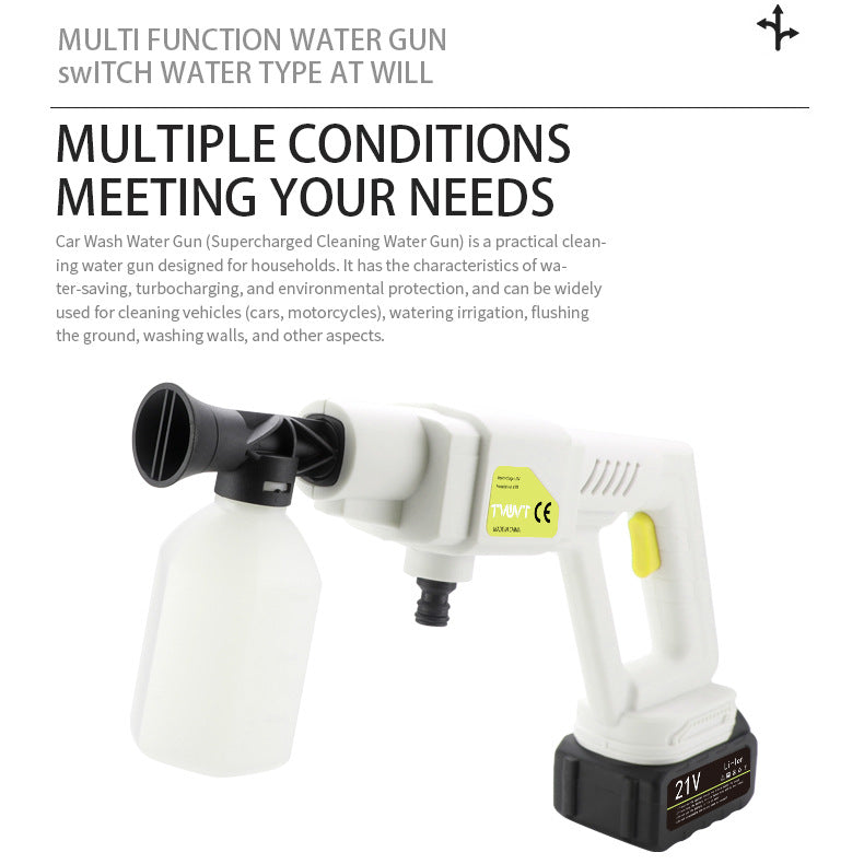 High Pressure Car Wash Water Gun Rechargeable Portable Lithium Battery Water Gun High Power Electric Display Water Gun Cleaning Machine for Watering Flowers and Vegetables