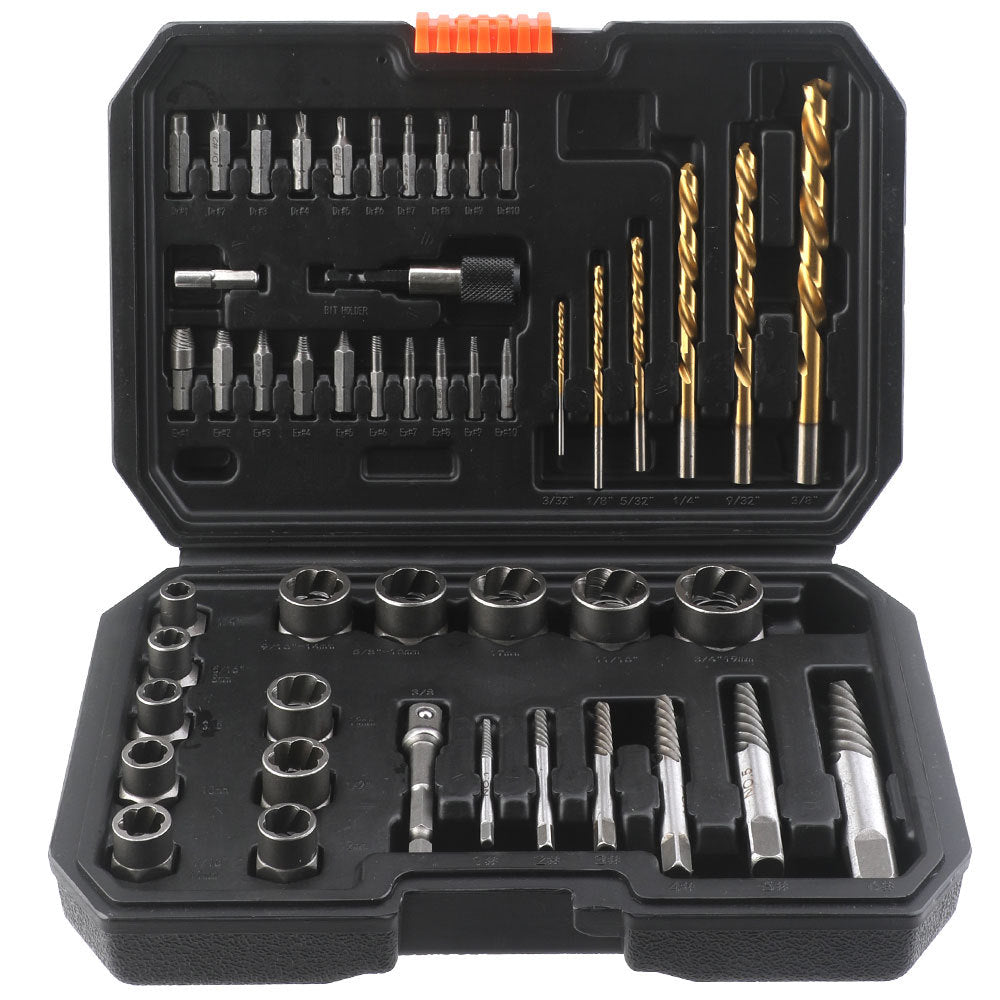48pc Nut Extractor Screw Extractor Left-Handed Twist Drill Disassembly Tool Sliding Nut Remover Set