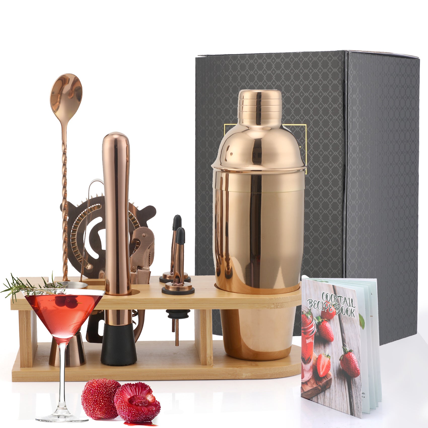 Bar Shaker Cocktail Tool Stainless Steel Japanese Style Shaker Half Round Cocktail Shaker 10-Piece Set