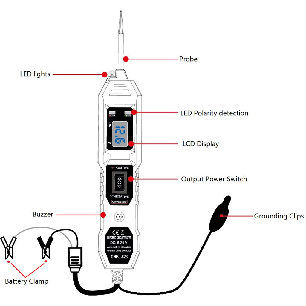 Automotive Electrical Circuit Tester Multi-Function Drive Detector Line Continuity Electrical System Diagnosis