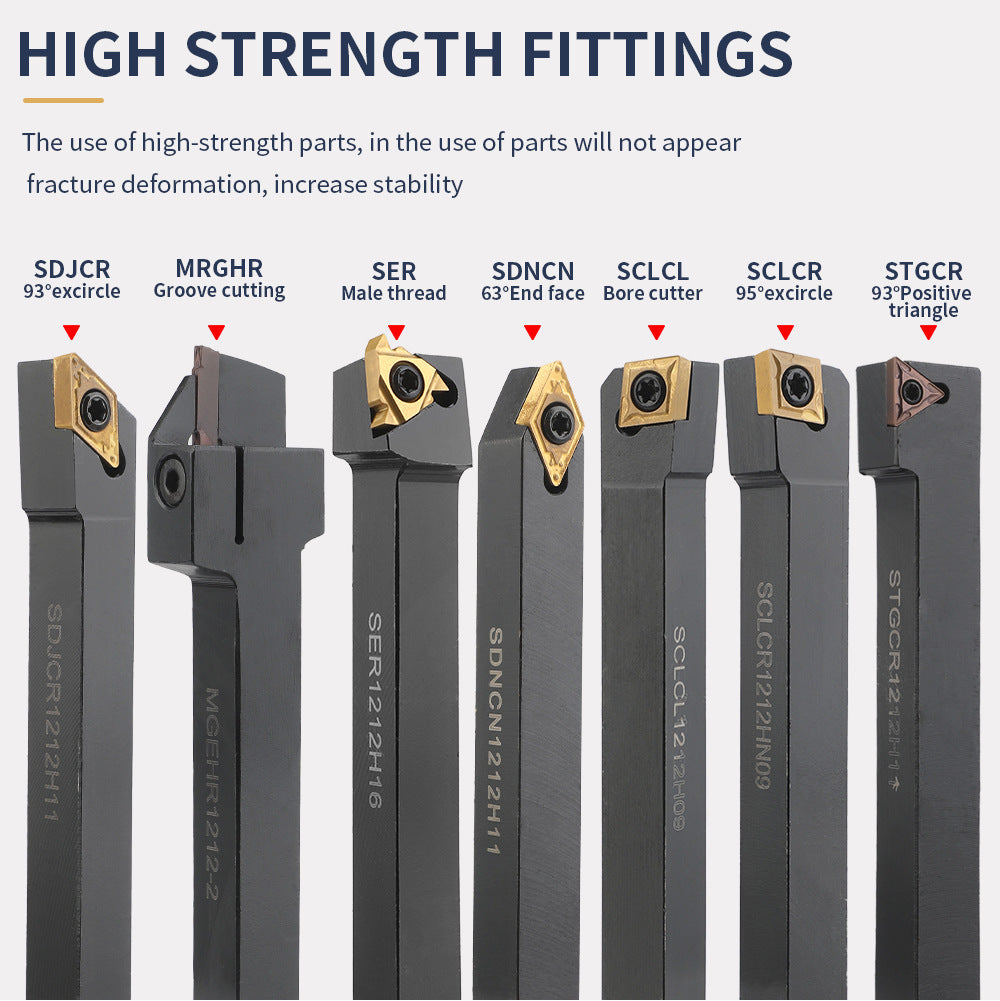 Popular7Set12mm Turning Tool Set Multifunctional Carbide Insert Shank Boring Tool Rod with Wrench