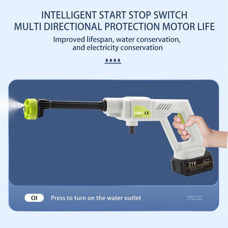 High Pressure Car Wash Water Gun Rechargeable Portable Lithium Battery Water Gun High Power Electric Display Water Gun Cleaning Machine for Watering Flowers and Vegetables