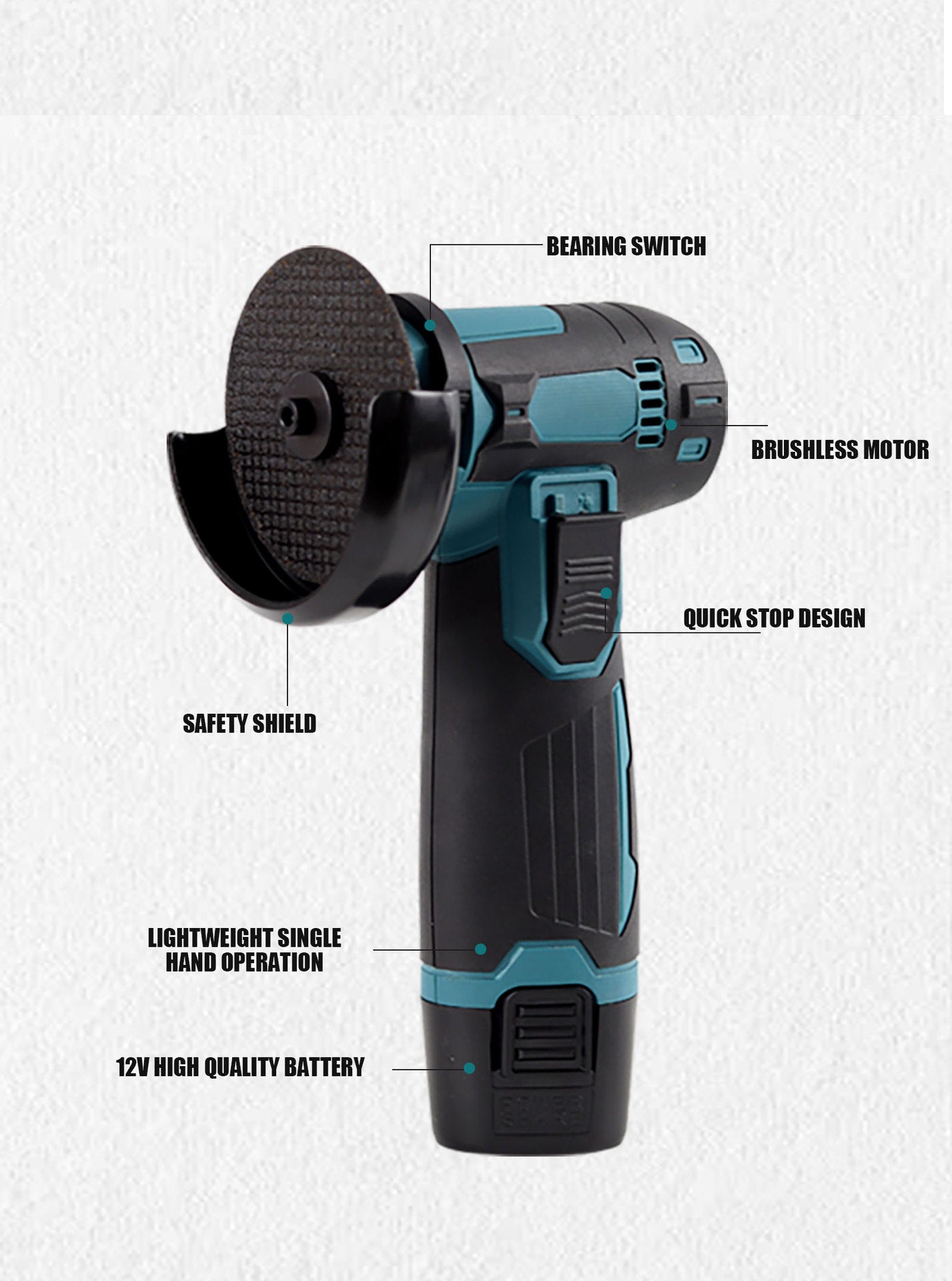 New Private Model Lithium Battery12V Mini Angle Grinder Wholesale Grinding Machine Cutting Machine with Brushed Power Battery Model