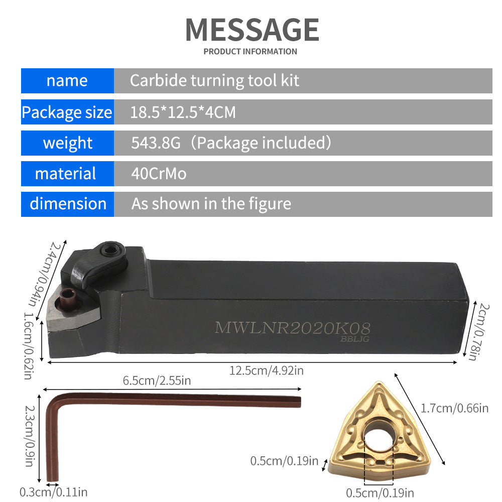 In-stock Clamp Drill Rod1个MWLNR2020K08+10Piece WNMG080404CNC Tool