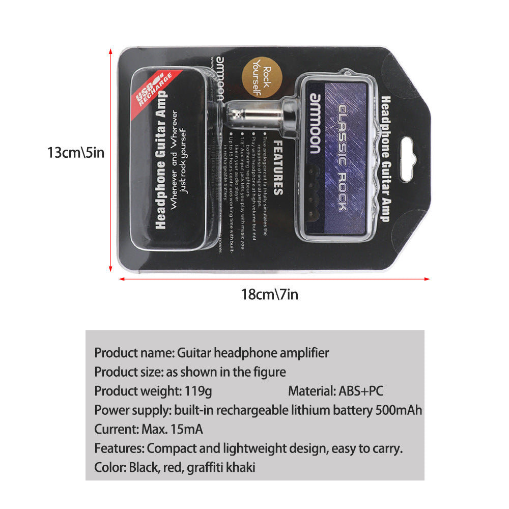 Electric Guitar Receiver Mini Headphones Heavy Metal Bass Headphone Amplifier USB Audio Cables and Adapters