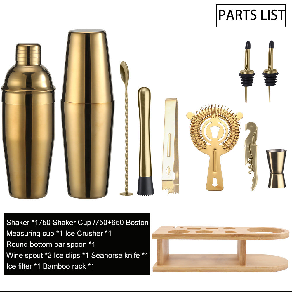 Bar Shaker Cocktail Tool Stainless Steel Japanese Style Shaker Half Round Cocktail Shaker 10-Piece Set