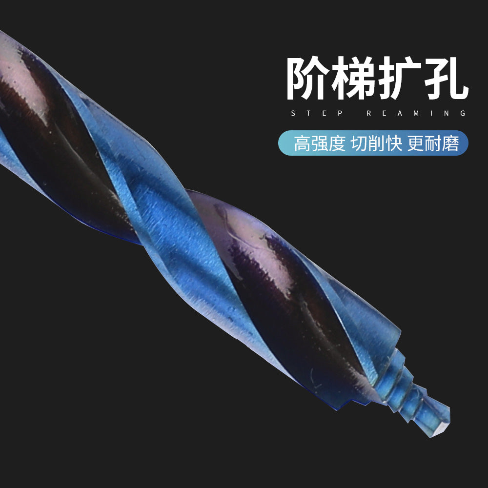 Blue Plated Step Diamond19Set of Ultra-Hard Straight Shank Step Drills for Aluminum Alloy Doors, Windows, Curtains, and Sliding Doors, Secondary and Primary Drills