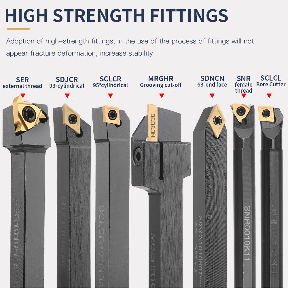 Popular7Set10mm Turning Tool Set 7Knife Handle+7Multi-functional Carbide Blades
