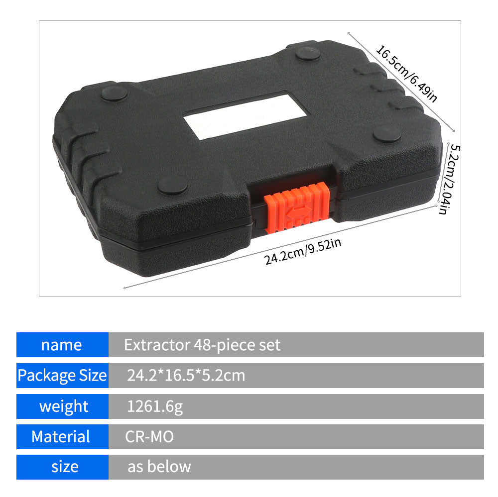 48pc Nut Extractor Screw Extractor Left-Handed Twist Drill Disassembly Tool Sliding Nut Remover Set