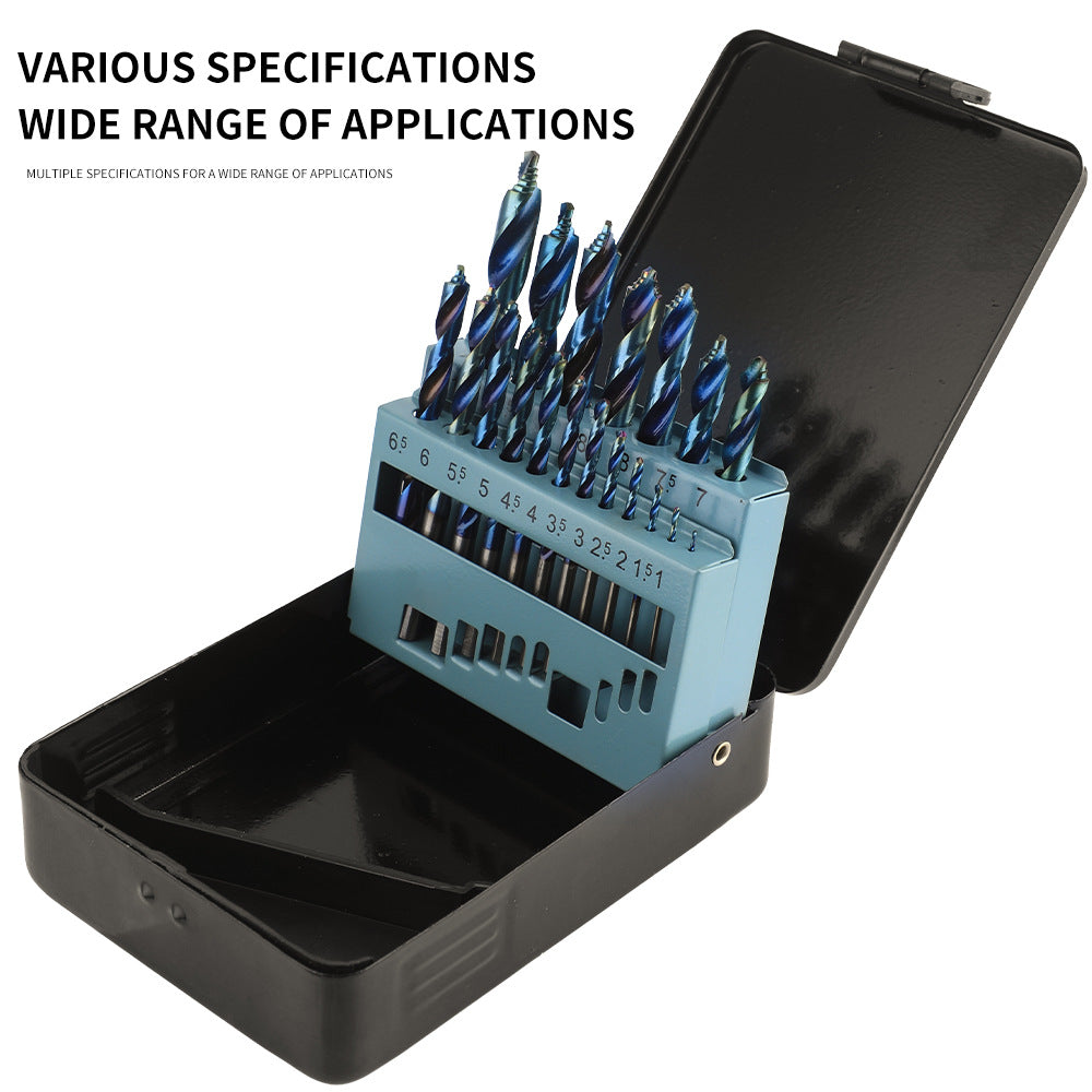 Blue Plated Step Diamond19Set of Ultra-Hard Straight Shank Step Drills for Aluminum Alloy Doors, Windows, Curtains, and Sliding Doors, Secondary and Primary Drills