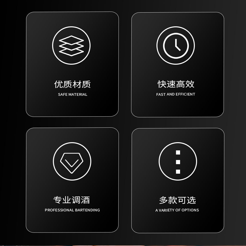 Cocktail shaker set of 12PCs stainless steel elliptical bamboo rack